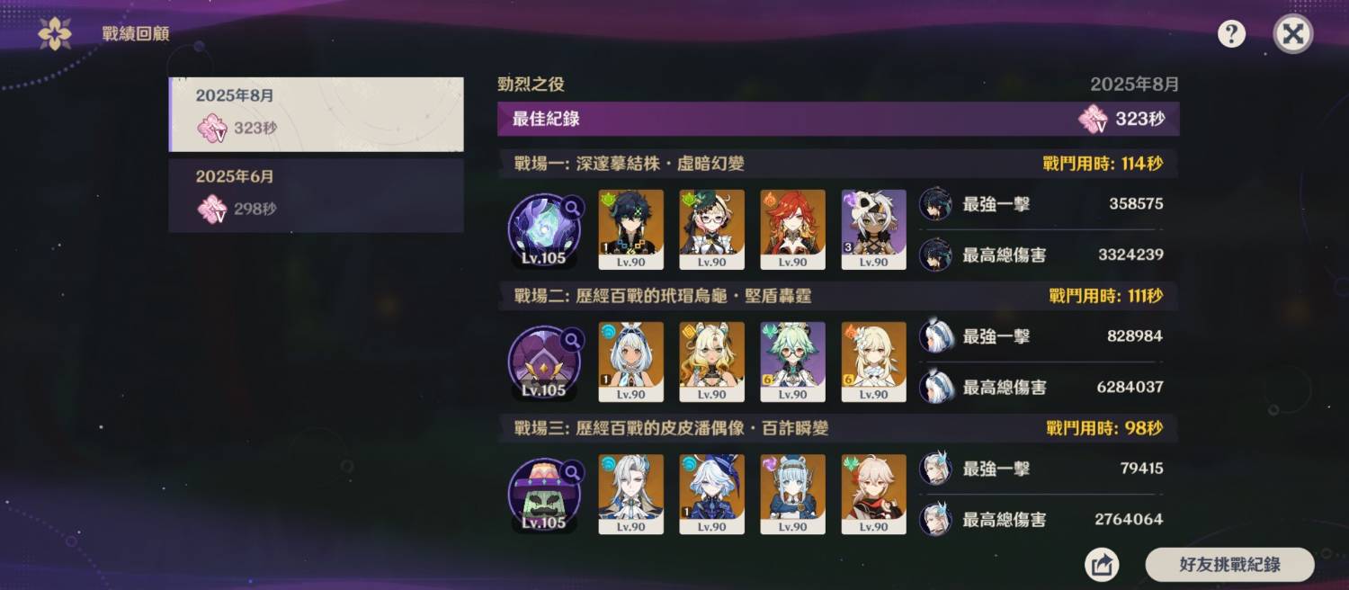 [原神] 終於過這期幽境難度5了