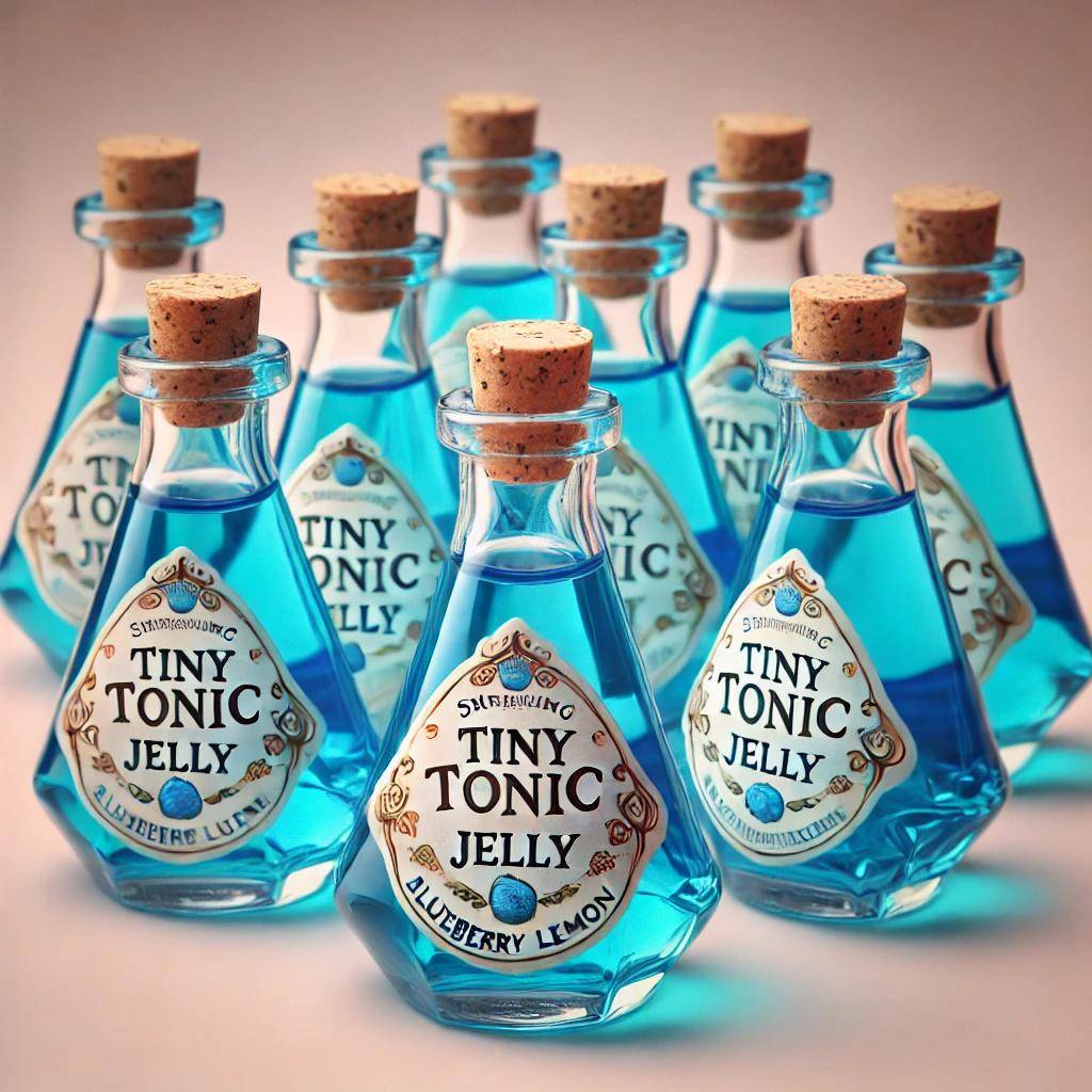 Blue jelly in a bottle that resembles the shrinking potion.