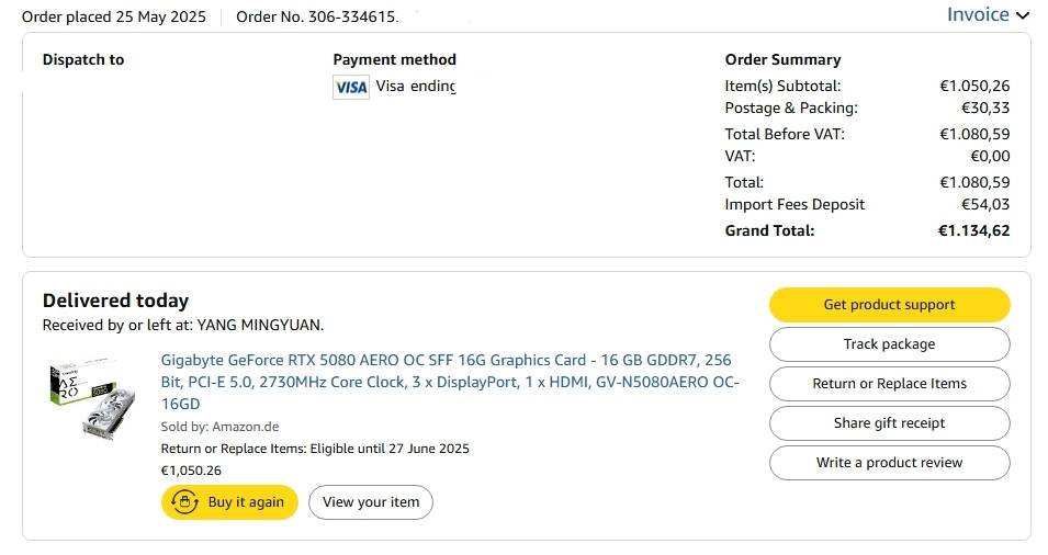 [心得] 德亞啟動 Gigabyte RTX 5080 AERO