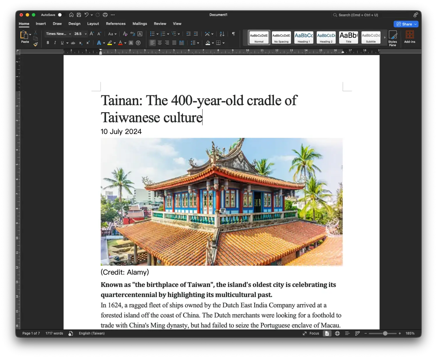 Drafting content with Microsoft word