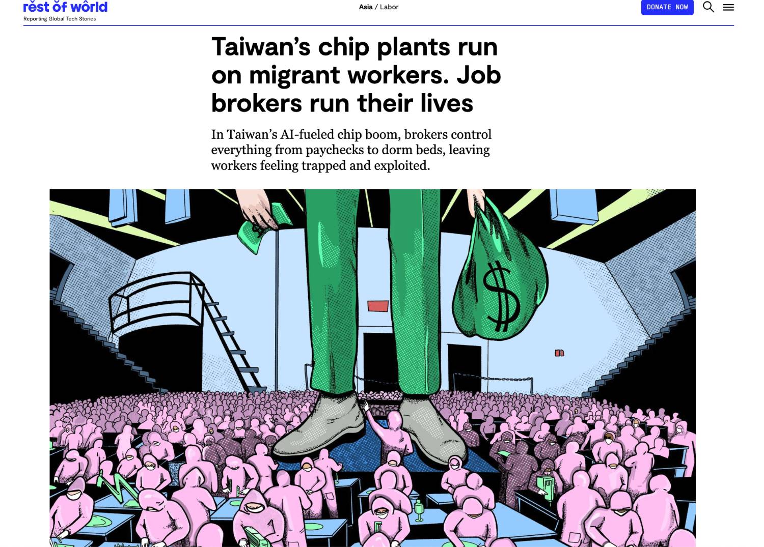 [爆卦] 外媒: 台灣晶片靠移工 移工卻被仲介壓榨