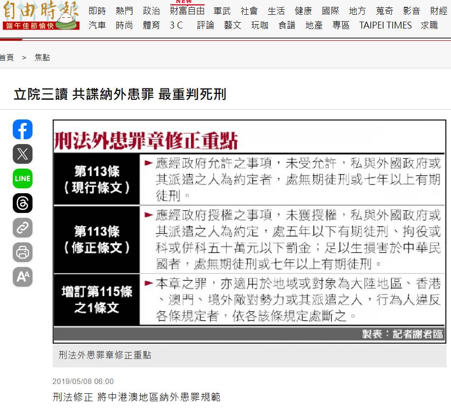 [討論] 館長知道外患罪最重可處死刑嗎？