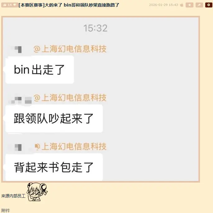 [閒聊] 乳摸：Bin疑似吵架出走，二隊上路上調 - 英雄聯盟 - PTT.BEST 批踢踢爆文