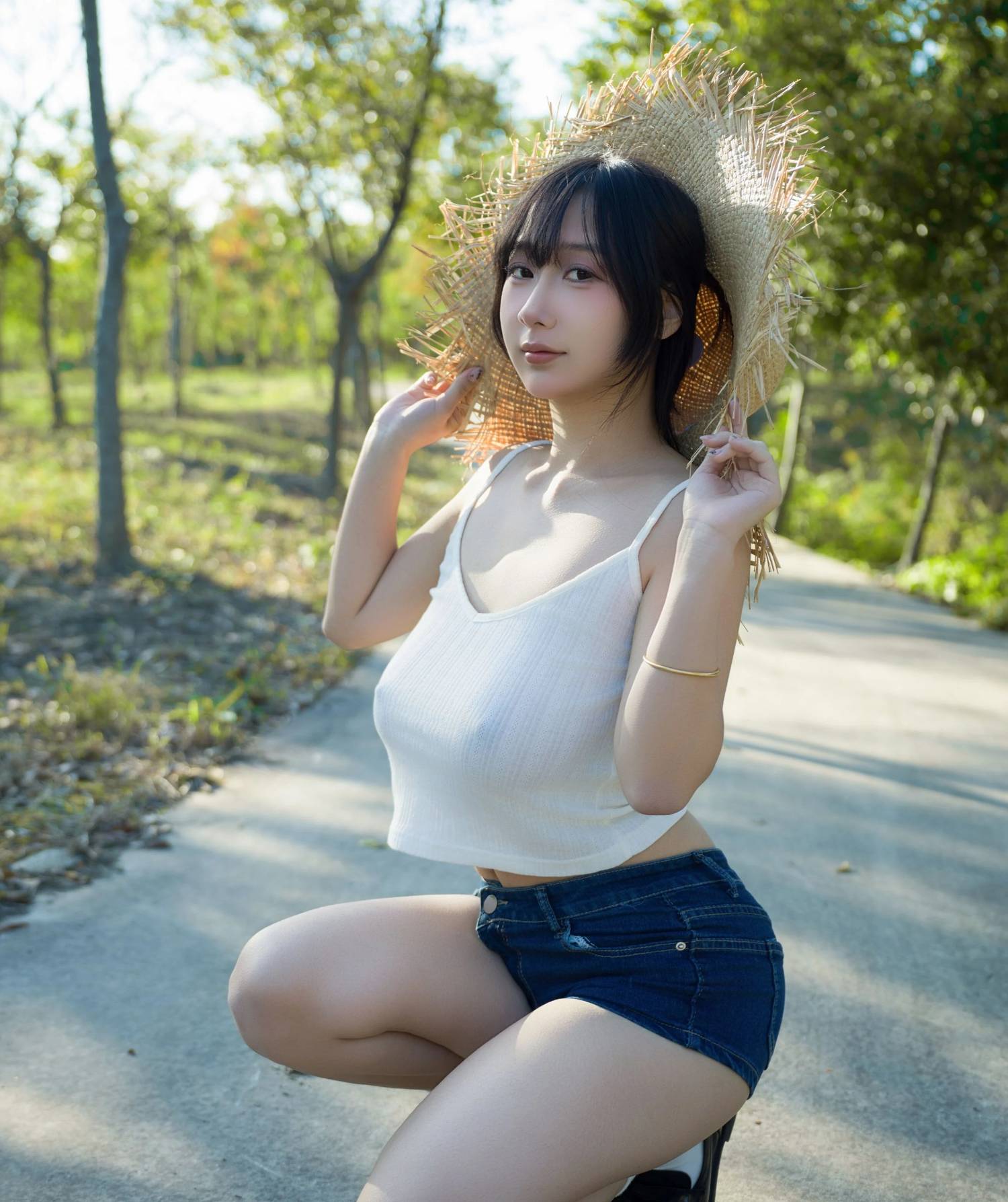 黑髮妹散步不穿胸罩解放奶奶激突好明顯