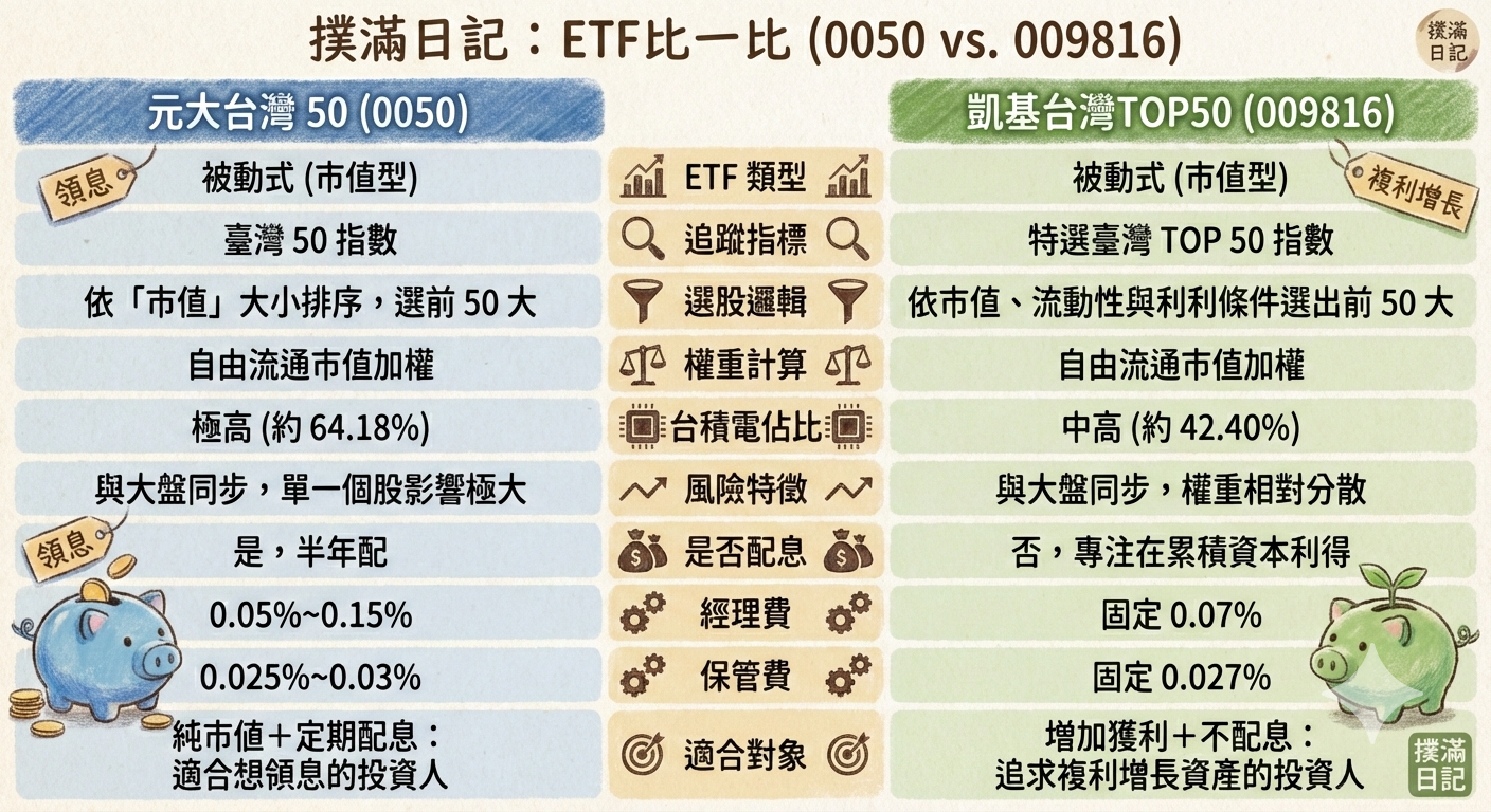 0050 vs 009816 比較圖表