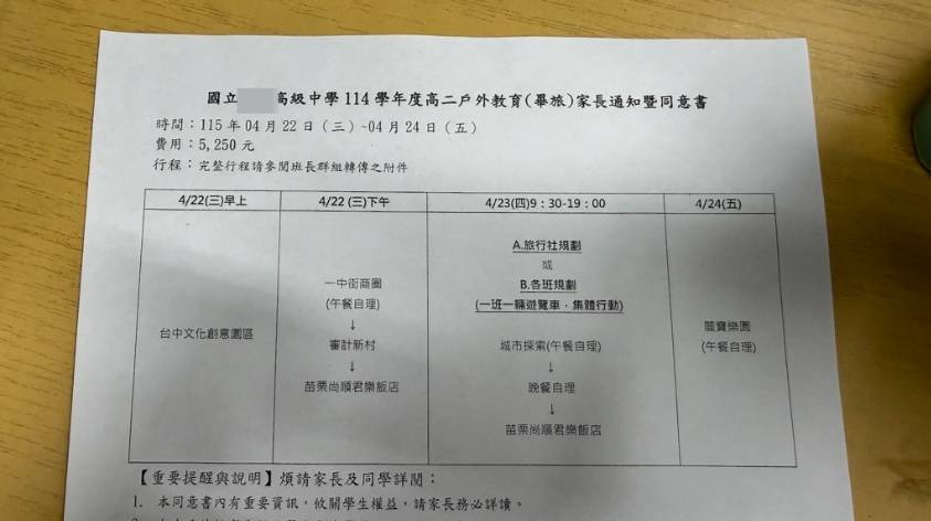 [新聞] 高中畢旅5250元「4餐要自理」 行程被罵爆 - 八卦 - PTT.BEST 批踢踢爆文 2