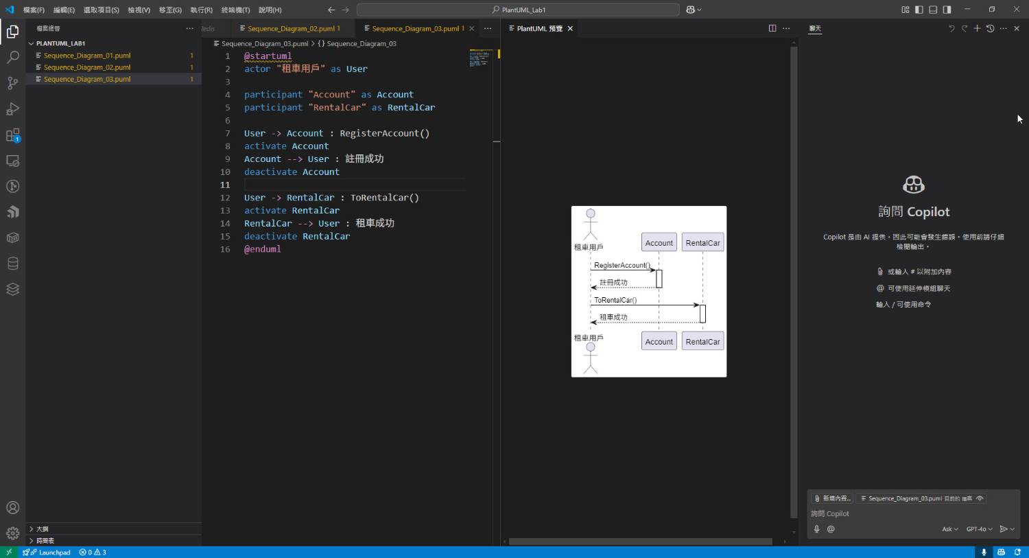 使用 PlantUML 產生的 Sequence Diagram
