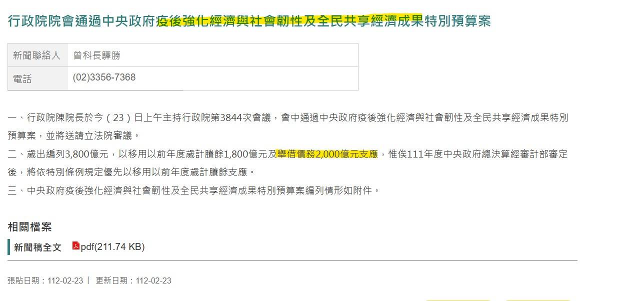 Re: [新聞] 全民普發現金1萬要「舉債破1000億」！卓