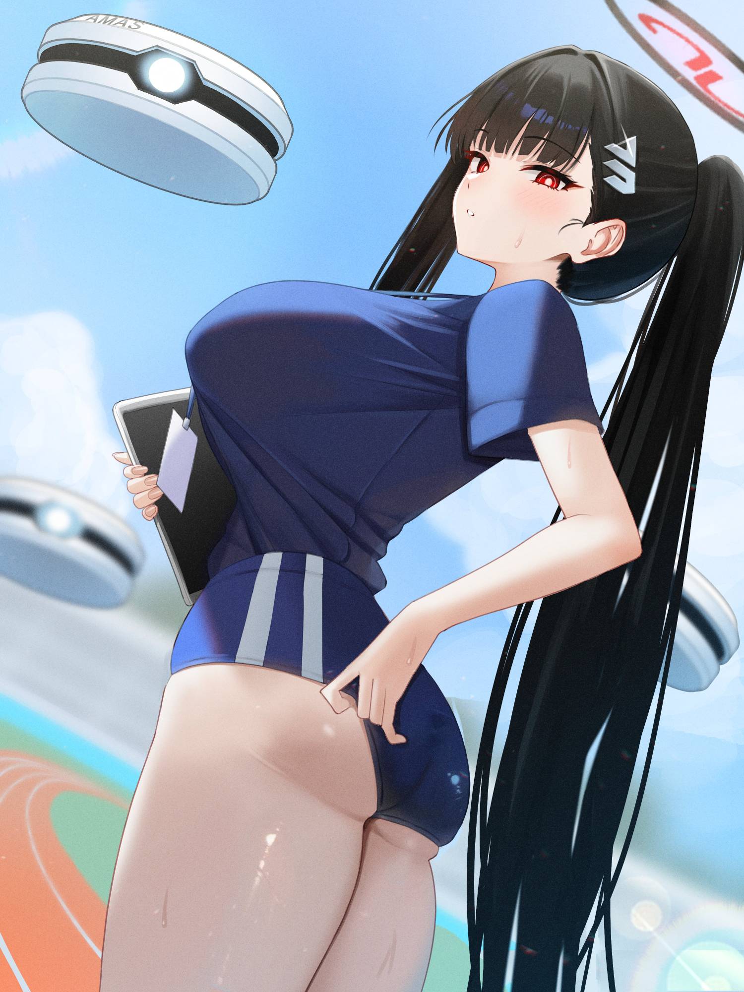 [蔚藍] 哇幹 調整運動短褲的莉央