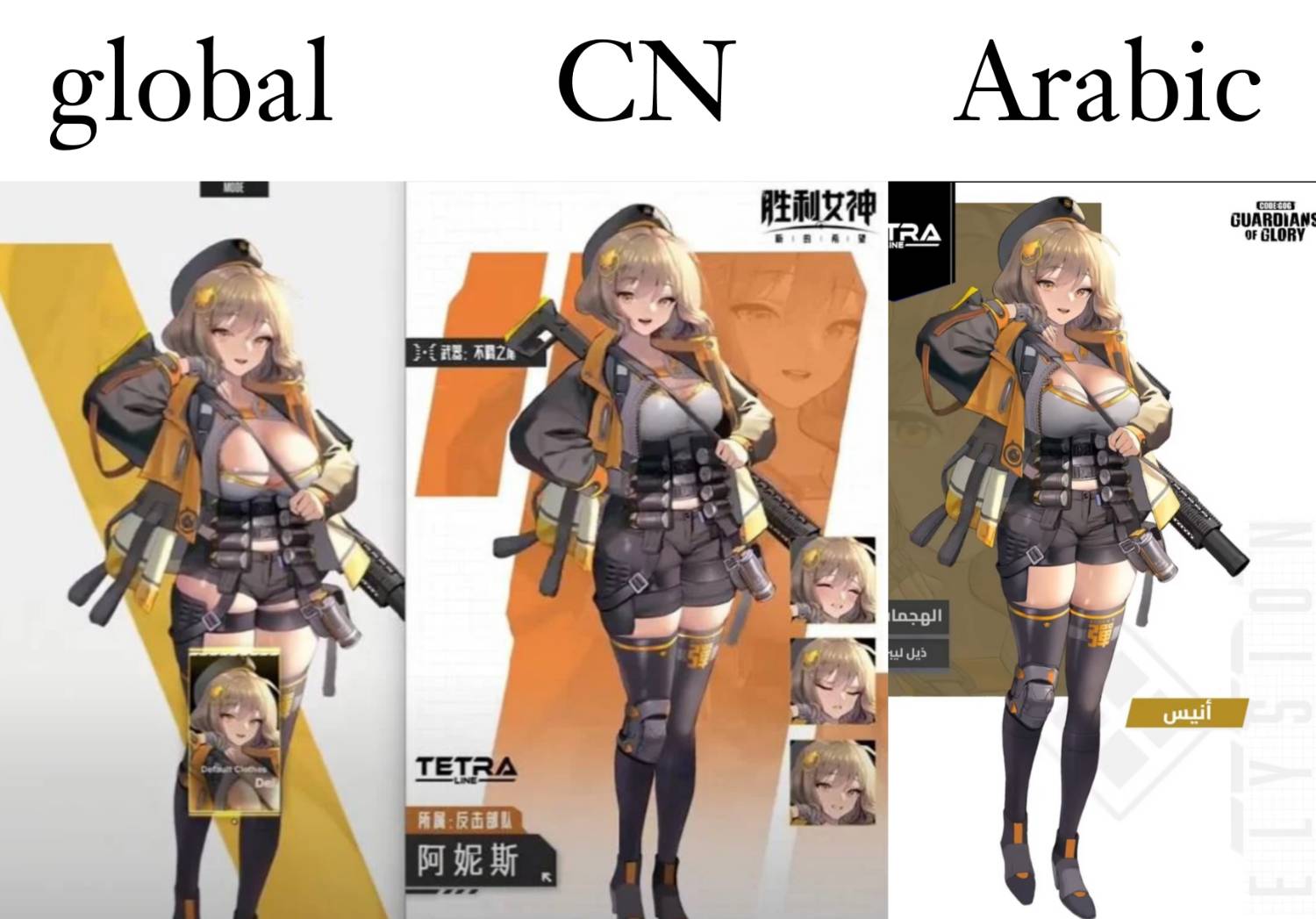 [妮姬] 中國服與阿拉伯服尺度比對圖